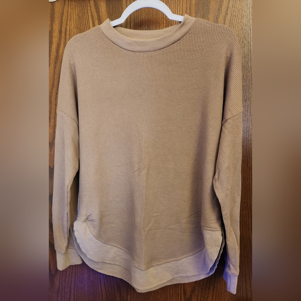Women's Brown Waffle Sweater, Large
